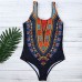 AMOFINY Women's Fashion Bikini Swimsuit Curve Appeal Dashiki African Printing Push-Up Jumpsuit Black B07NGRGJDM