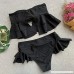 Womens Sexy Flounce Ruffle Bikini Swimsuit Set,Two-Piece Bandeau Tube Bra Strapless Beachwear Flowy Bottom Bathing Suit Black B07PB47B4K